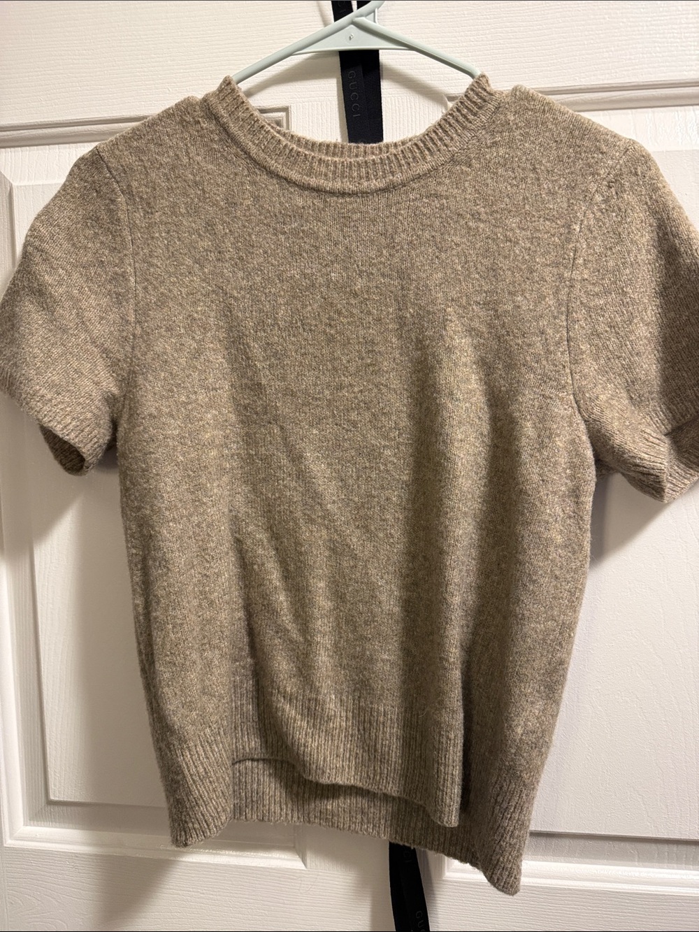 Abercrombie & Fitch Short Sleeve Crewneck Sweater in Heathered Taupe